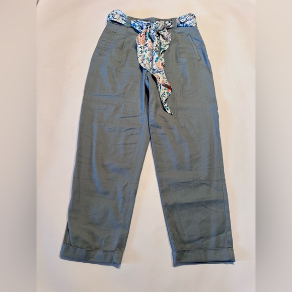 Ett:Twa Pants - Anthropologie by ett twa Nias Belted Trousers Pants Linen Blend Size 6